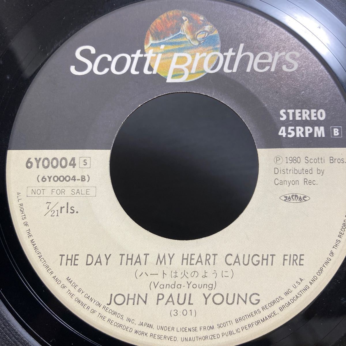 見本盤 John Paul Young【風に舞う恋 Love Is In The Air】Scotti Bros. Records 6Y0004 /7Single /1980 人気盤_画像7