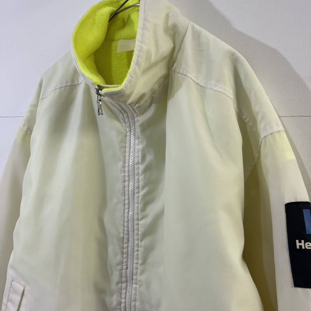 VINTAGE HELLY HANSEN ジップアップジャケット ブルゾン 裏地フリース ワンポイント オールド 希少 ヘリーハンセン【送料一律/同梱可能】K_画像2