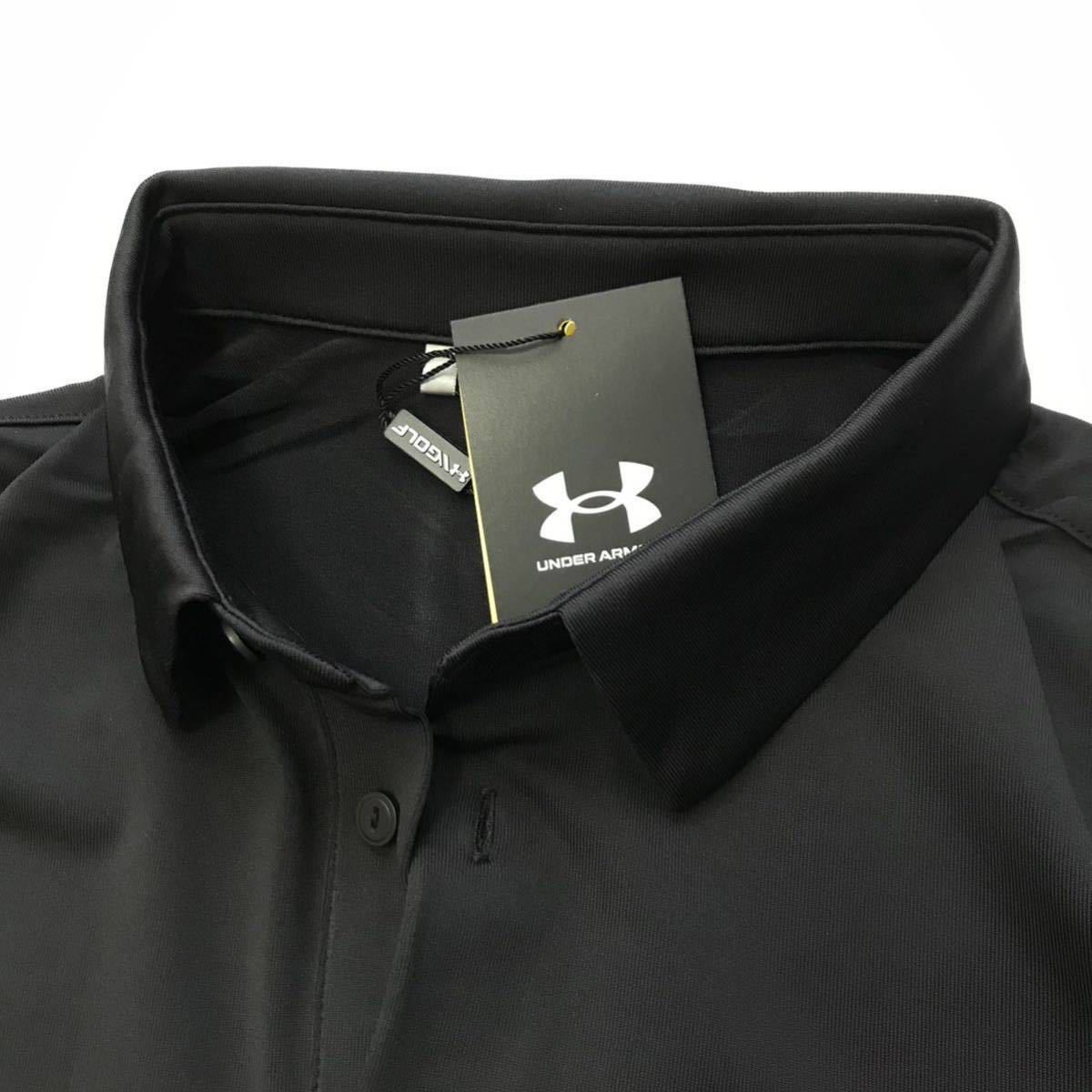 新品【メンズL】黒 アンダーアーマー（UNDERARMOUR）速乾 ストレッチ 軽量 ドライ 高機能 ゴルフウェア プレーオフ ポロシャツ_画像2