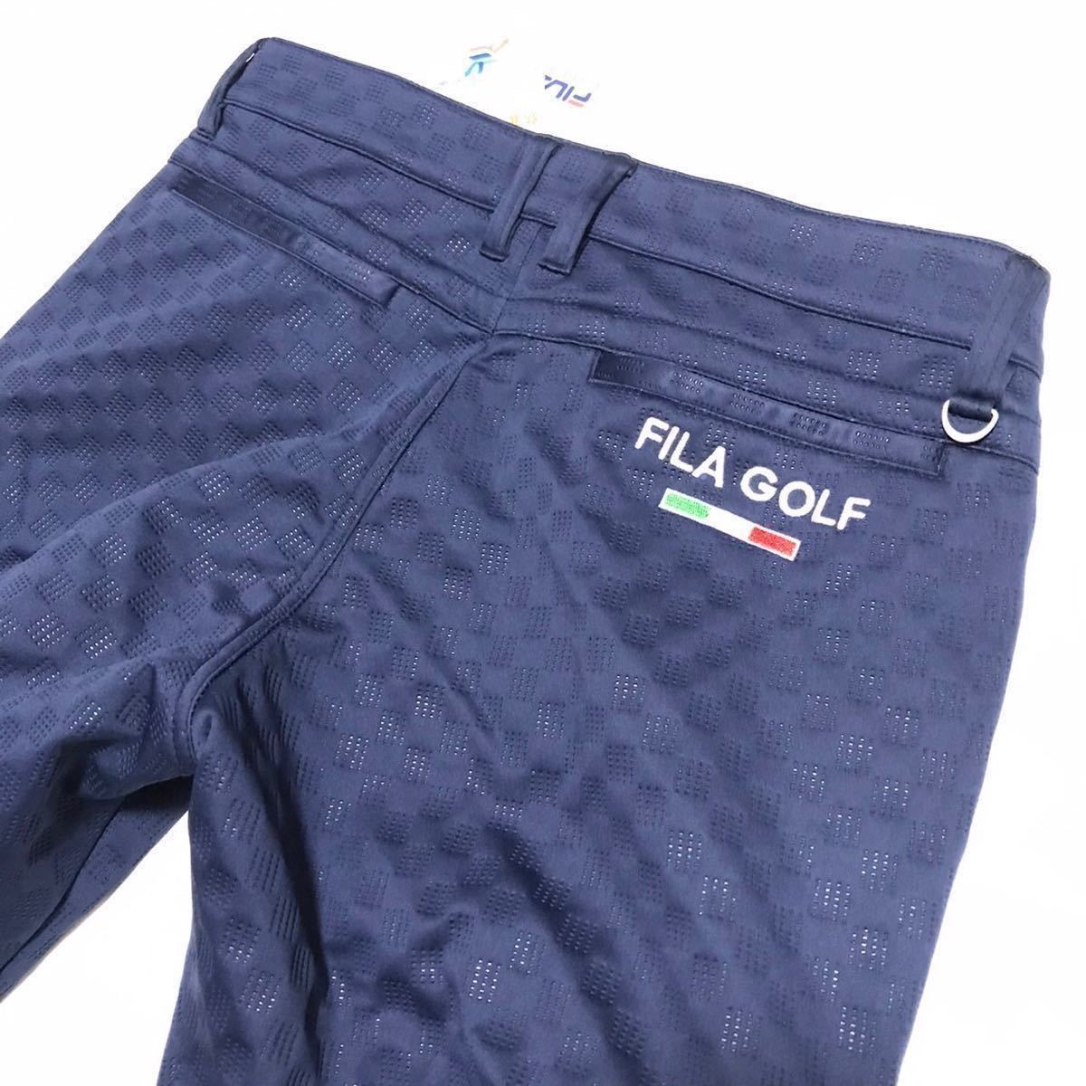 ▲B144(裾上げ可)新品【ウエスト90】紺 FILA GOLF フィラ ゴルフ 秋冬 高周波 キルト 3層ボンディング ストレッチ パンツ 裏起毛 Dカン_画像8