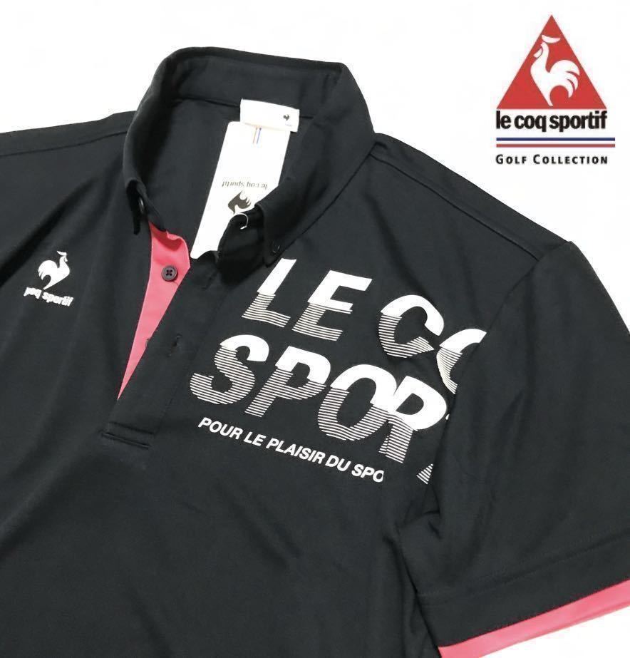 ◆H420新品【メンズXXL(XO)】紺ネイビー ルコック 左胸ロゴ 半袖ポロシャツ ゴルフ ボタンダウン le coq sportif ゴルフ さらさら生地 UV_画像1