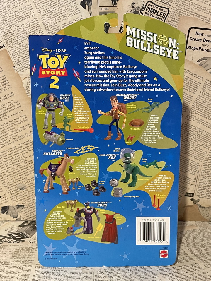 ☆2000年/トイストーリー2/アクションフィギュア/当時物/即決ビンテージ/Toy Story 2/Action Figure(Bust-Out Bullseye/MOC) DI-271_画像3