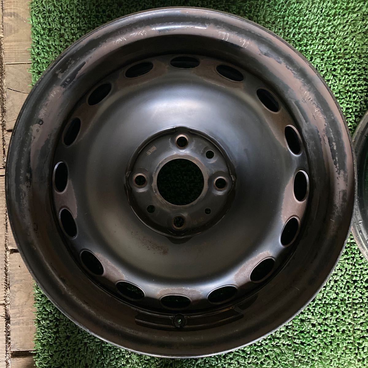 FIATホイール フィアットホイール 鉄ホイール 14インチ 14×5.5J OFF;+35 PCD;98-4H ハブ径;約58mm 傷あり、サビあり 4本 _画像5