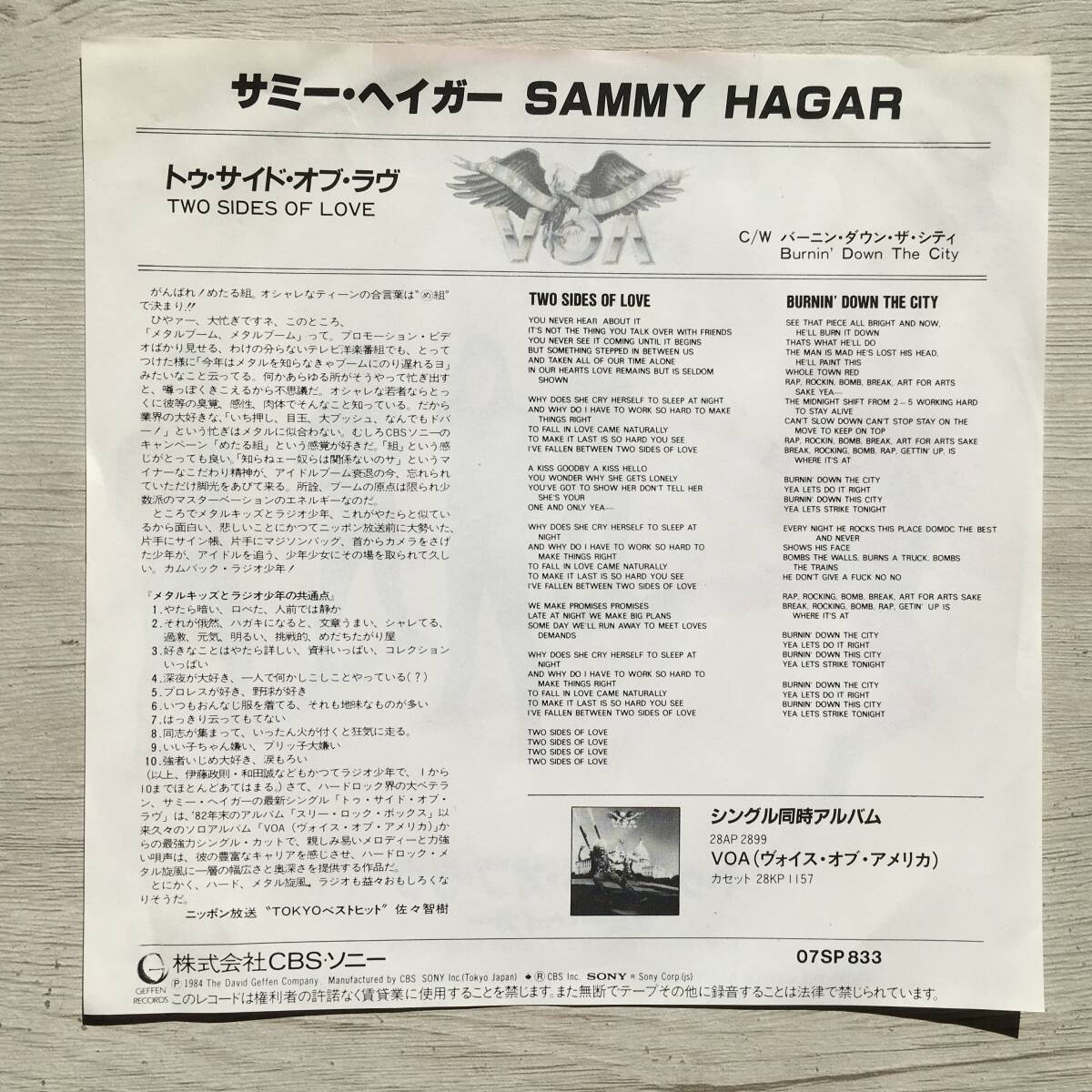 SAMMY HAGAR TWO SIDES OF LOVE_画像2