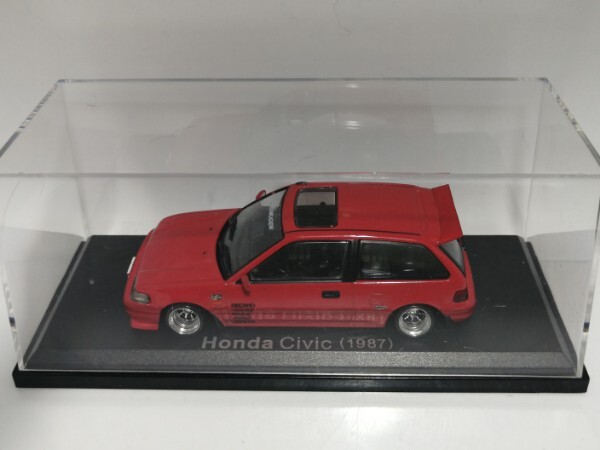 1/43 ノレブ Honda Civic (1987）改 アルミ 深リム ローダウン 改造 シビック F・Rスポイラー デカール マフラー カスタム 国産名車 _画像9