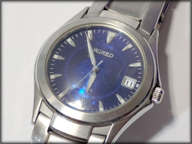 現状品/稼働品 SEIKO WIRED 7N42-0BA0 3針 デイト 裏蓋刻印有 メンズ腕時計 SS クォーツ 10気圧防水 ワイアード_画像1