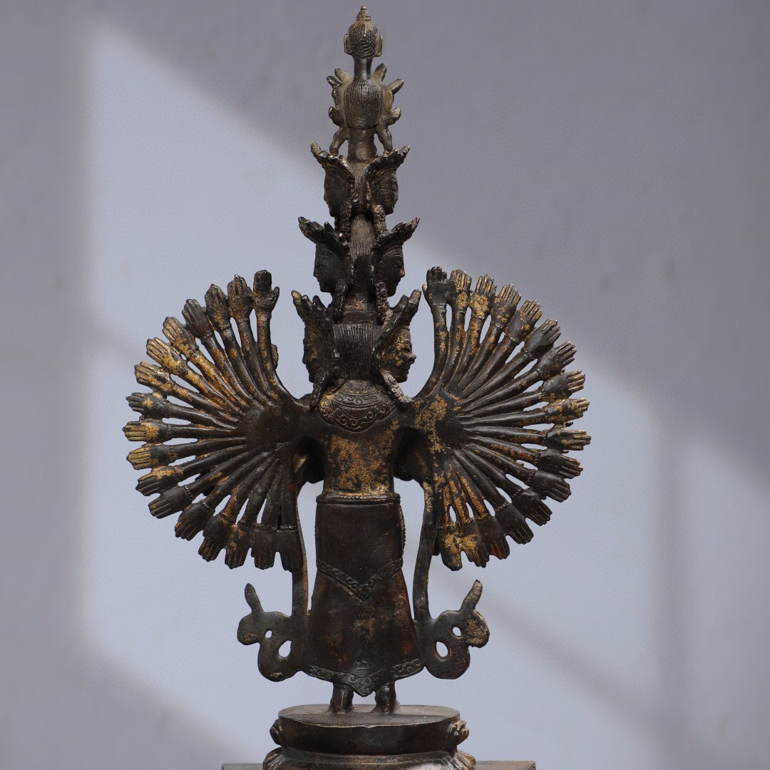 ▽鴻▽ 銅製 拓金 千手觀音像 置物 古賞物 中国古玩 中国古美術