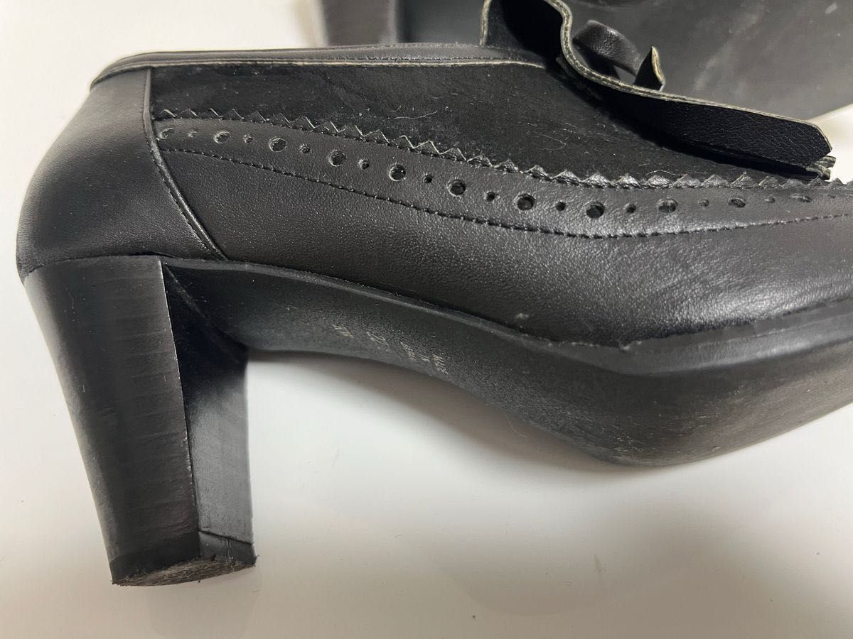 ダイアナ　ブーティー　ショートブーツ　ブラック　黒　 革　パンプス　22.5 S パンプス　小さいサイズ7センチヒール