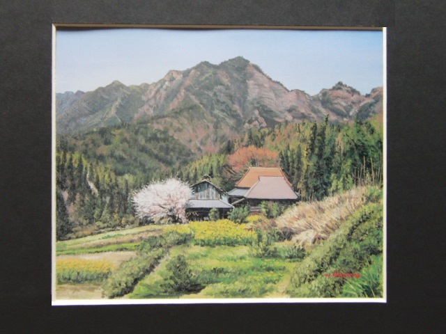  new name ..,[ mountain .. spring ], rare frame for book of paintings in print .., beautiful goods, new goods frame attaching, interior, spring, Sakura 