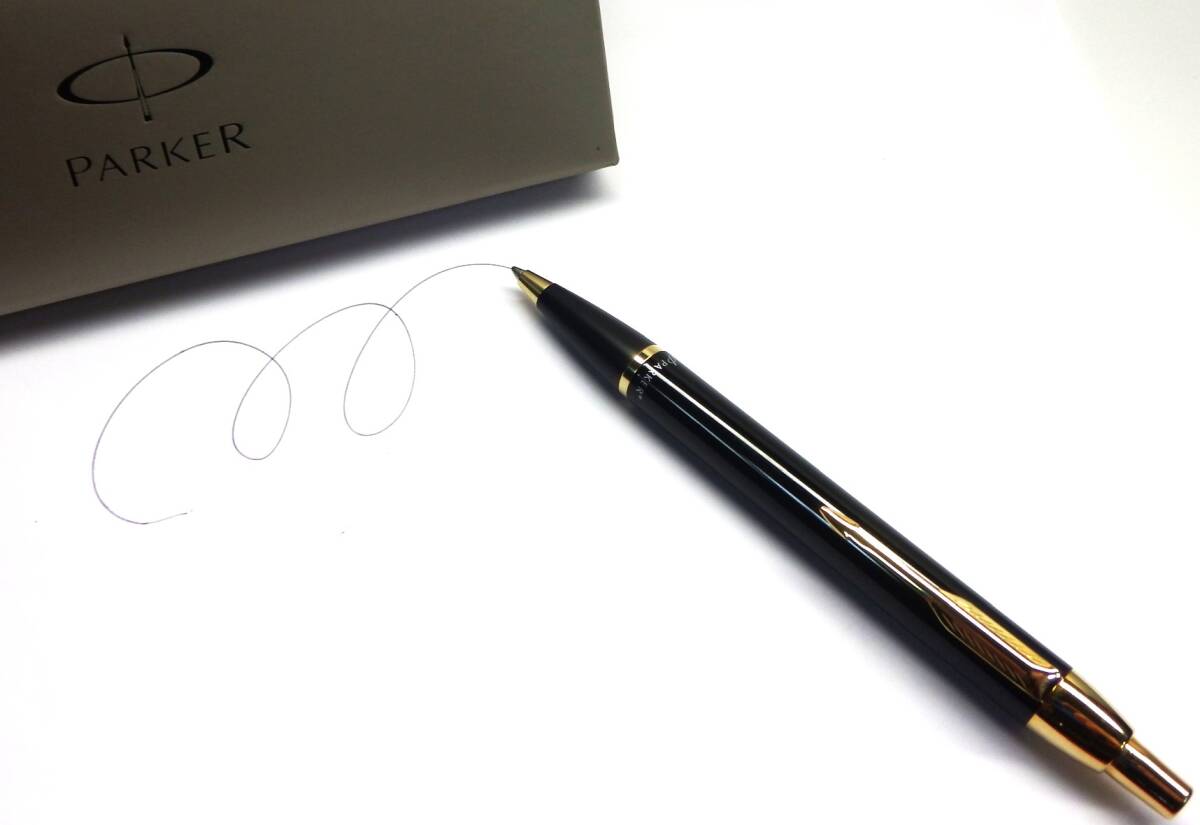 美品 PARKER/パーカー ボールペン ブラック/ゴールド ノック式 文具 筆記用具 ※冊子 箱付_画像9