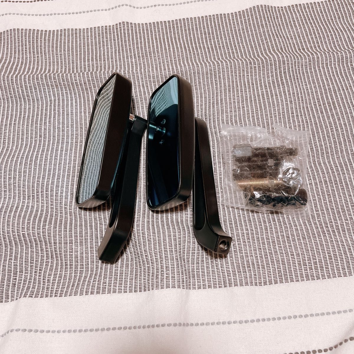 バイクミラー 10mm 8mm 正ネジ 逆ネジ付き アルミ製 ブラック ブルーガラス 調整可能 左右セット ホンダ カワサキ