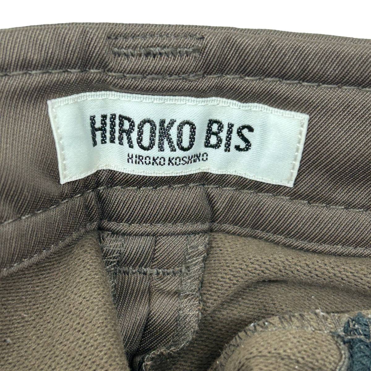 【訳アリ】 HIROKO BIS ヒロコビス パンツ クロップドパンツ タイト 大きいサイズ レディース ブラウン 11 n-34 送料無料 古着_画像7