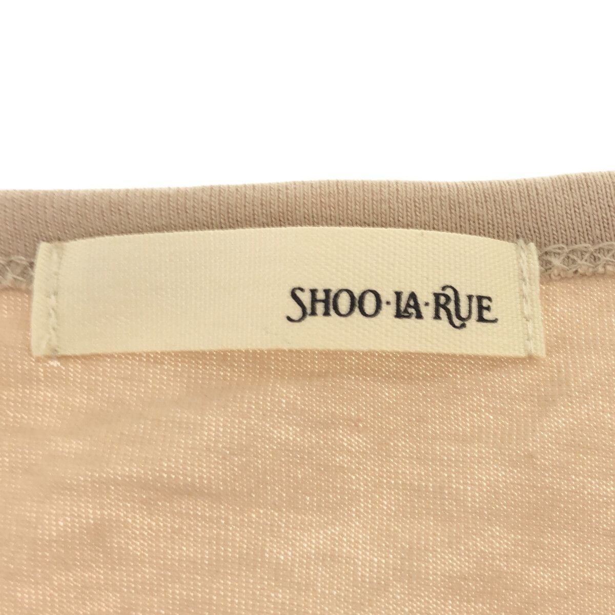 ☆美品☆ SHOO-LA-RUE シューラルー トップス Tシャツ 半袖 クルーネック ロング丈 オシャレ レディース ブラウン F 901-2776 送料無料_画像5