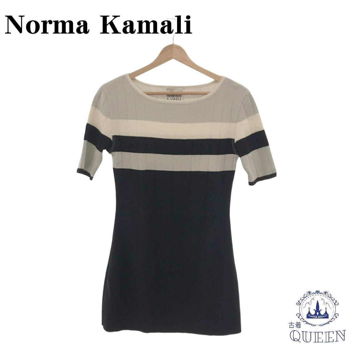 ☆美品☆ Norma Kamali ノーマカマリ トップス カットソー ニット 半袖 きれいめ オシャレ レディース ブラック M 901-3471 送料無料_画像1