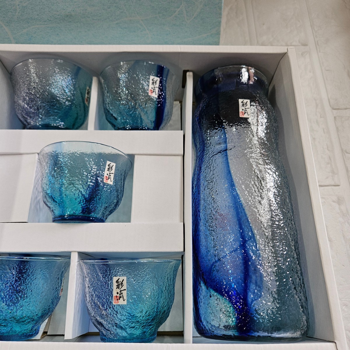 【未使用】東洋ガラス　彩流　コップ　ブルー　5客セット　和食器　食器　茶器　コレクション_画像9