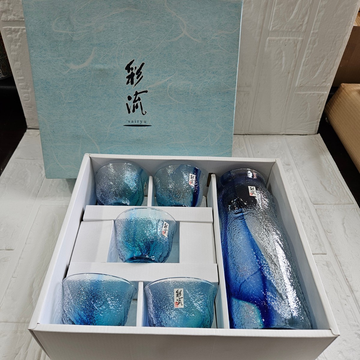 【未使用】東洋ガラス　彩流　コップ　ブルー　5客セット　和食器　食器　茶器　コレクション_画像10