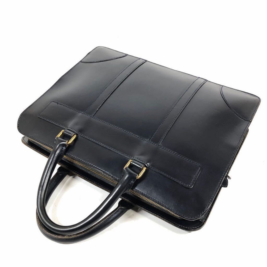 [ gun zo] genuine article GANZO business bag b ride ru38cm briefcase attache case navy original leather for man men's made in Japan storage bag attaching 