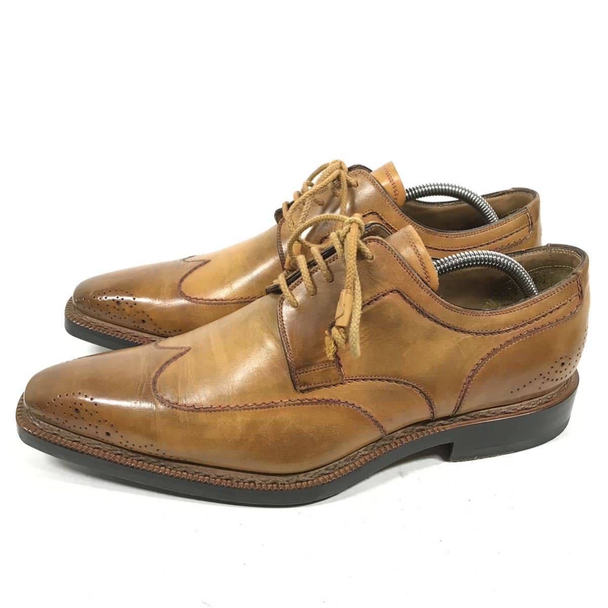 【ステファノブランキーニ】本物 STEFANO BRANCHINI 靴 27.5cm 茶 ビジネスシューズ 外羽根式 本革 レザー 男性用 メンズ イタリア製 9の画像6