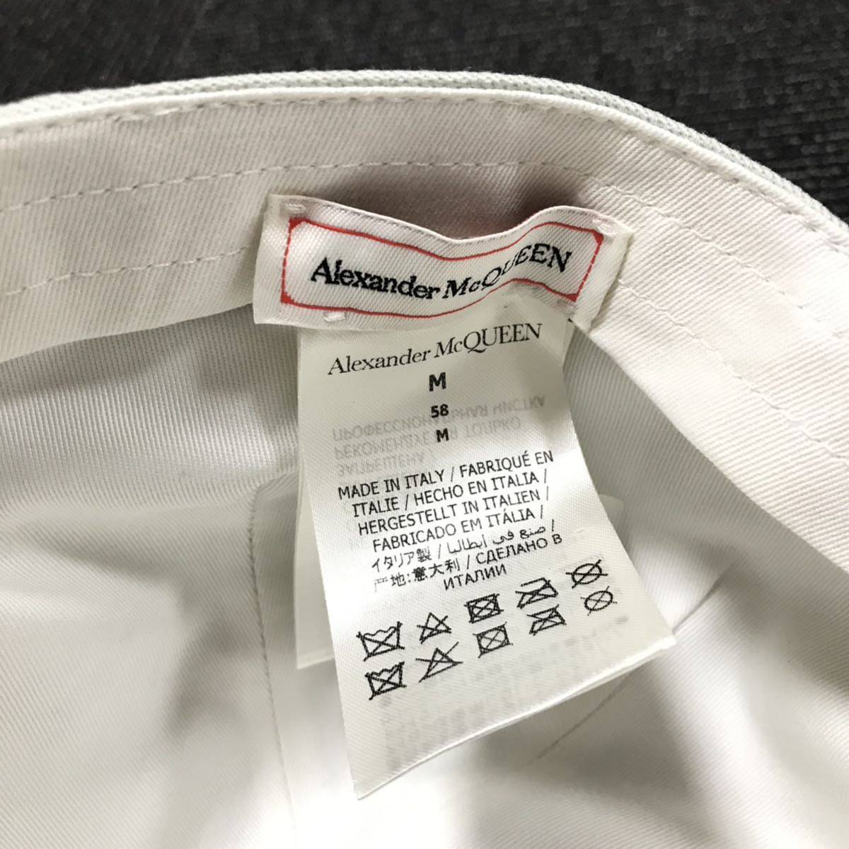 【アレキサンダーマックイーン】本物 Alexander McQUEEN ベースボールキャップ ロゴ サイズ M/58 コットン 帽子 メンズ レディース 伊製 2_画像7