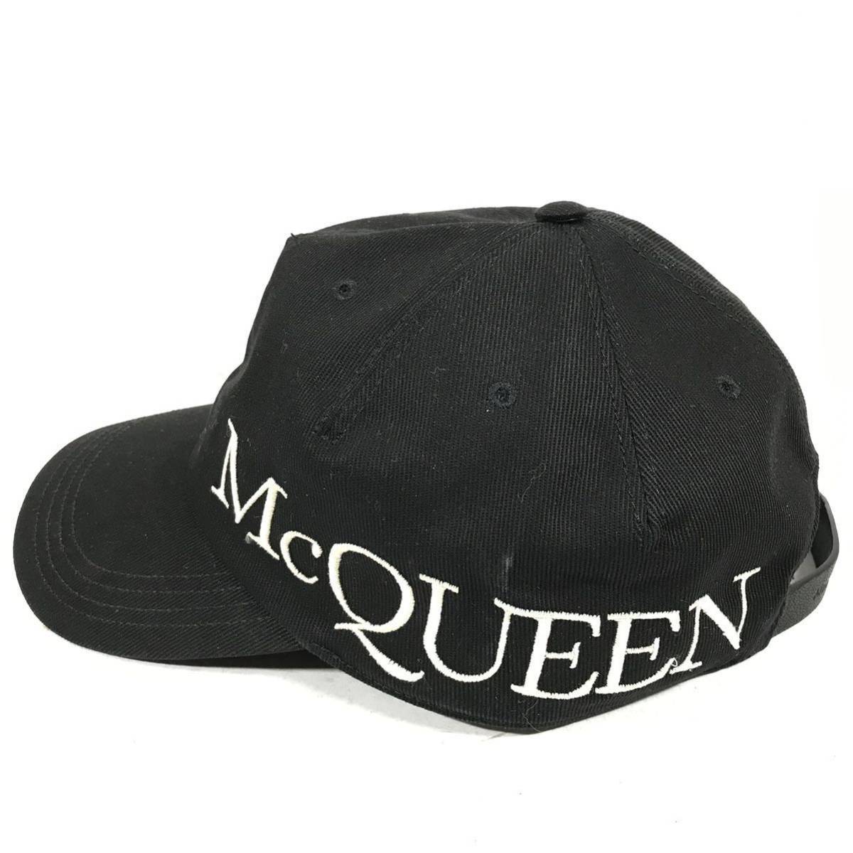 [ Alexander McQueen ] genuine article Alexander McQUEEN Baseball cap black Logo size M/58 cotton hat men's lady's made in Italy 