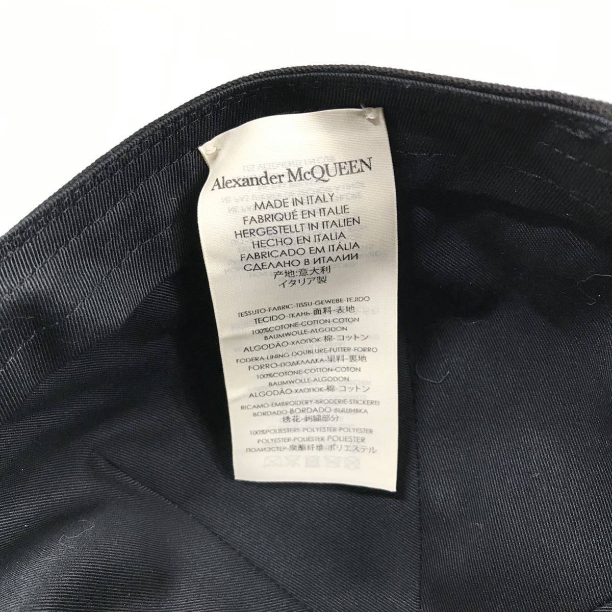[ Alexander McQueen ] genuine article Alexander McQUEEN Baseball cap black Logo size M/58 cotton hat men's lady's made in Italy 