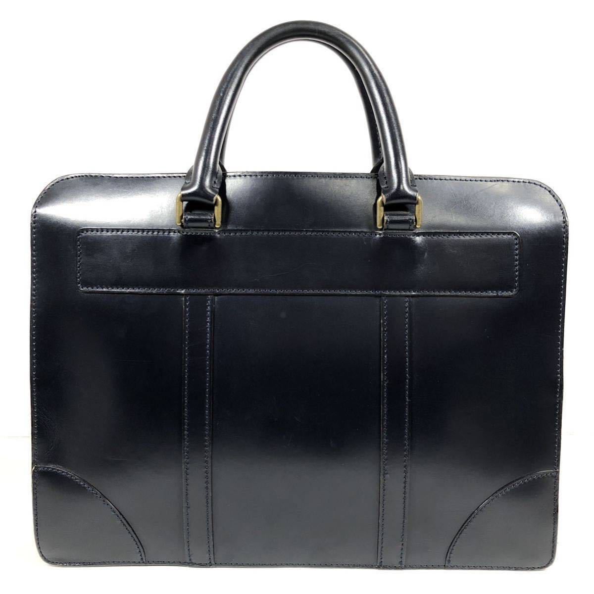 [ gun zo] genuine article GANZO business bag b ride ru38cm briefcase attache case navy original leather for man men's made in Japan storage bag attaching 