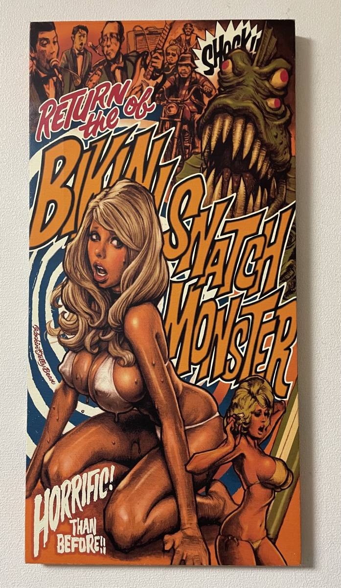 ロッキンジェリービーン シルクスクリーン ポスター RockinJerryBean EROSTIKA Return of the Bikini Snatch Monster CANVAS PRINT 2010年_画像1