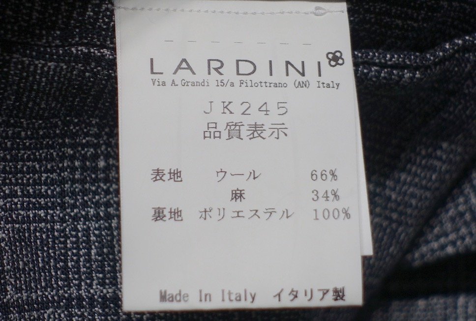 ブートニエール付 定価15万 超美品 LARDINI ラルディーニ SPECIAL Lライン グレンプレイド テーラードジャケット ウール リネン メンズ 50の画像4