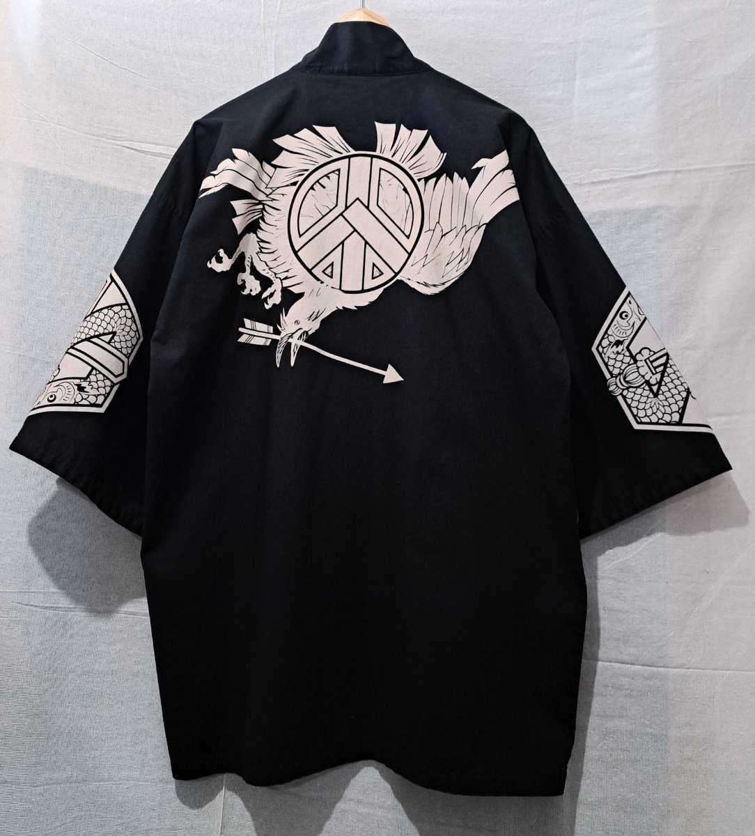 希少 black means 法被 般若心経 ハッピ 羽織り レア 美品 blackmeans ブラックミーンズ 法被 般若心経 F 黒