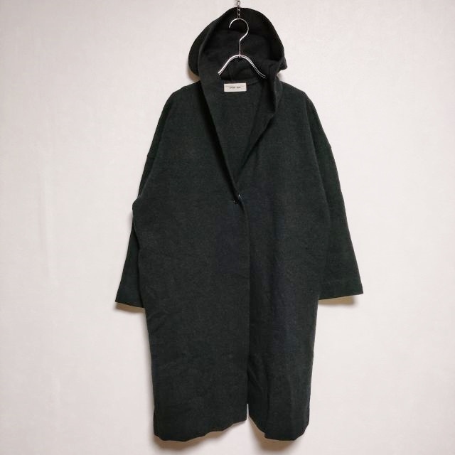 evam eva press wool hooded coat 定価44000円 E193K045 フード付き コート チャコールグレー エヴァムエヴァ 4-0120T 231926
