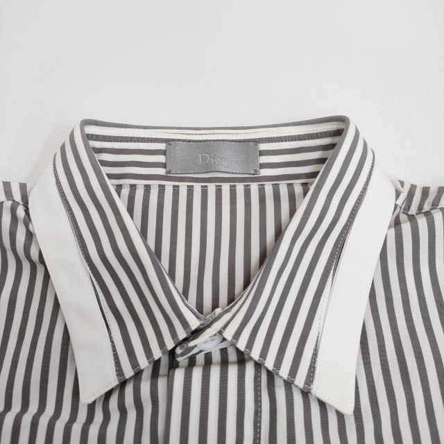 DIOR HOMME stripe size 38 long sleeve shirt gray white Dior * Homme 4-0206M F95142