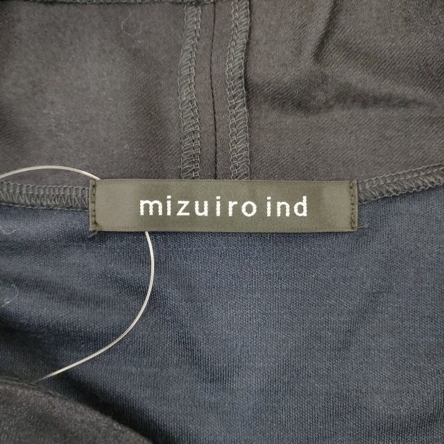 mizuiro-ind ウール Vネック ノースリーブ フレア ワンピース ネイビー ミズイロインド 4-0212T 233413_画像3