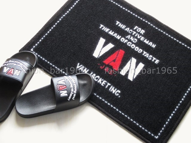  rare *VAN JAC Van ja Kett *70\'s logo design floor mat *a- kai vu series rug mat black made in Japan /Kent SCENE J.PRESS