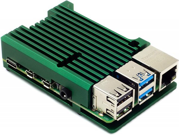 Aluminium Heatsink Case for Raspberry Pi 4 (Raspberry Pi 4用 アルミ ヒートシンクケース) (Emerald Green) / Pimoroni製_画像1