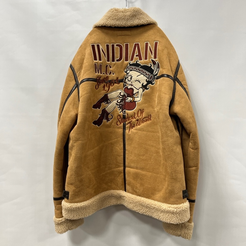 Indian Motorcycle×BETTY BOOP/インディアン モトサイクル×ベティーブープ/ベティー刺繍/B-6/フェイクムートン/ボアフライトジャケット_画像1