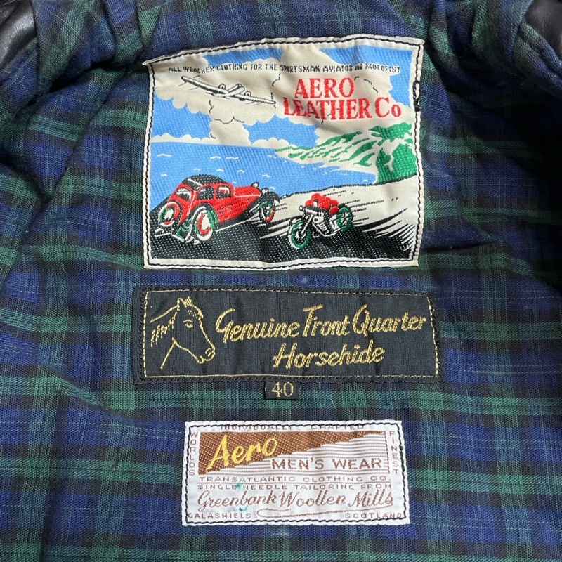 AERO LEATHERS/エアロレザー/90s/ホースハイド/襟付きシングルライダースジャケット/HIGHWAY MAN/ハイウェイマン/裏地タータンチェック_画像10