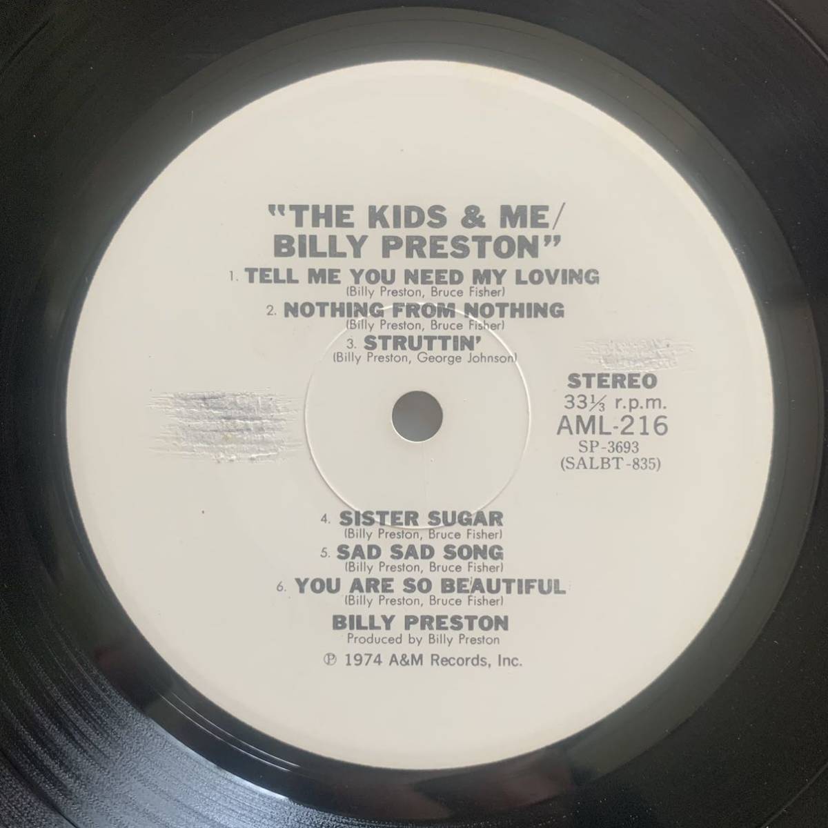 BILLY PRESTON / THE KIDS & ME (A&M) 国内見本盤 - 白ラベルの画像3