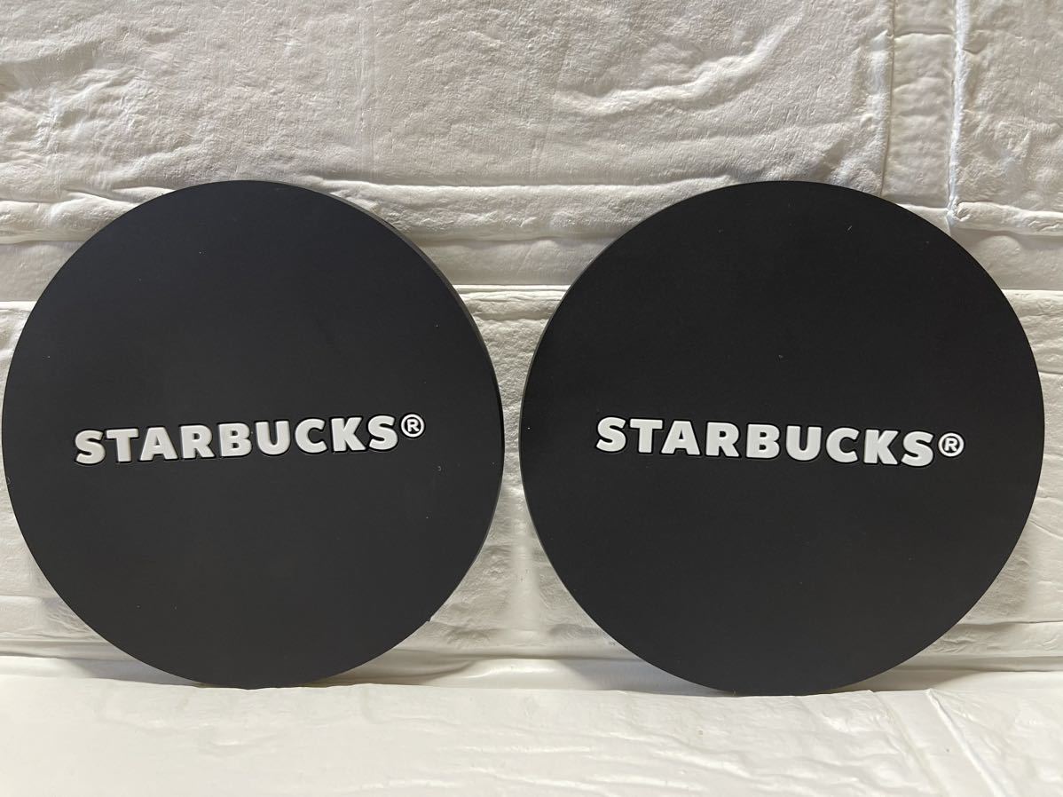 新品☆スターバックス STARBUCKS スタバ サイレンロゴコースター2枚セット ブラック 黒色 キッチン雑貨の画像2