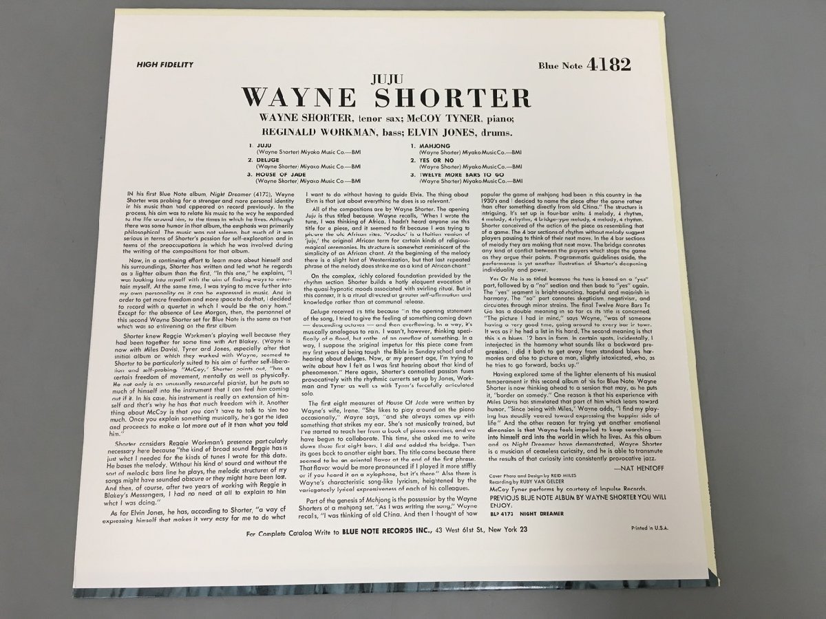 LPレコード Wayne Shorter Juju Blue Note 4182 2401LBR068_画像2