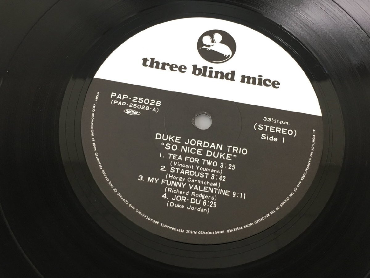 LPレコード Duke Jordan Trio So Nice Duke Three Blind Mice PAP-25028 2401LBM102_画像6
