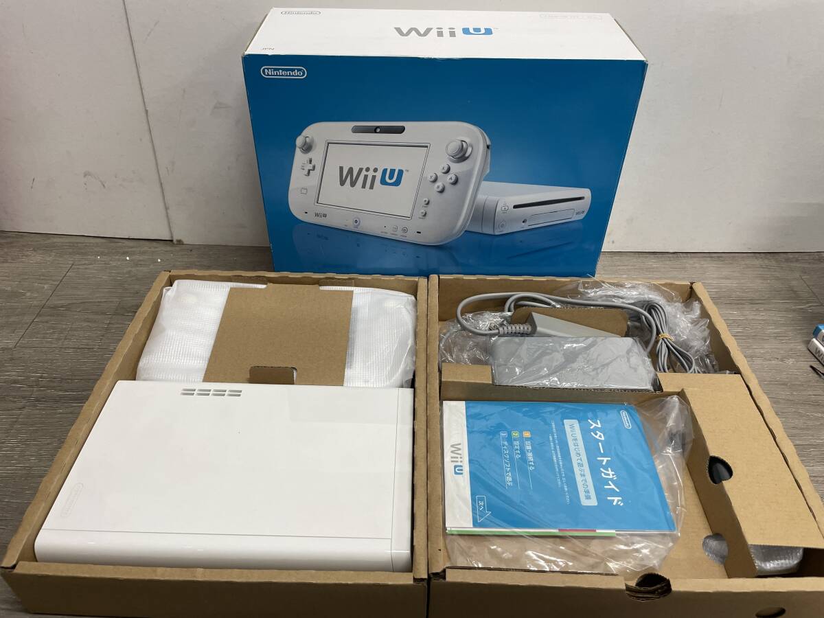 ☆ WiiU ☆ プレミアムセット シロ 32GB 未チェック 本体 ゲームパッド 純正アダプター 箱 説明書 付属 Nintendo 任天堂 2393_画像1