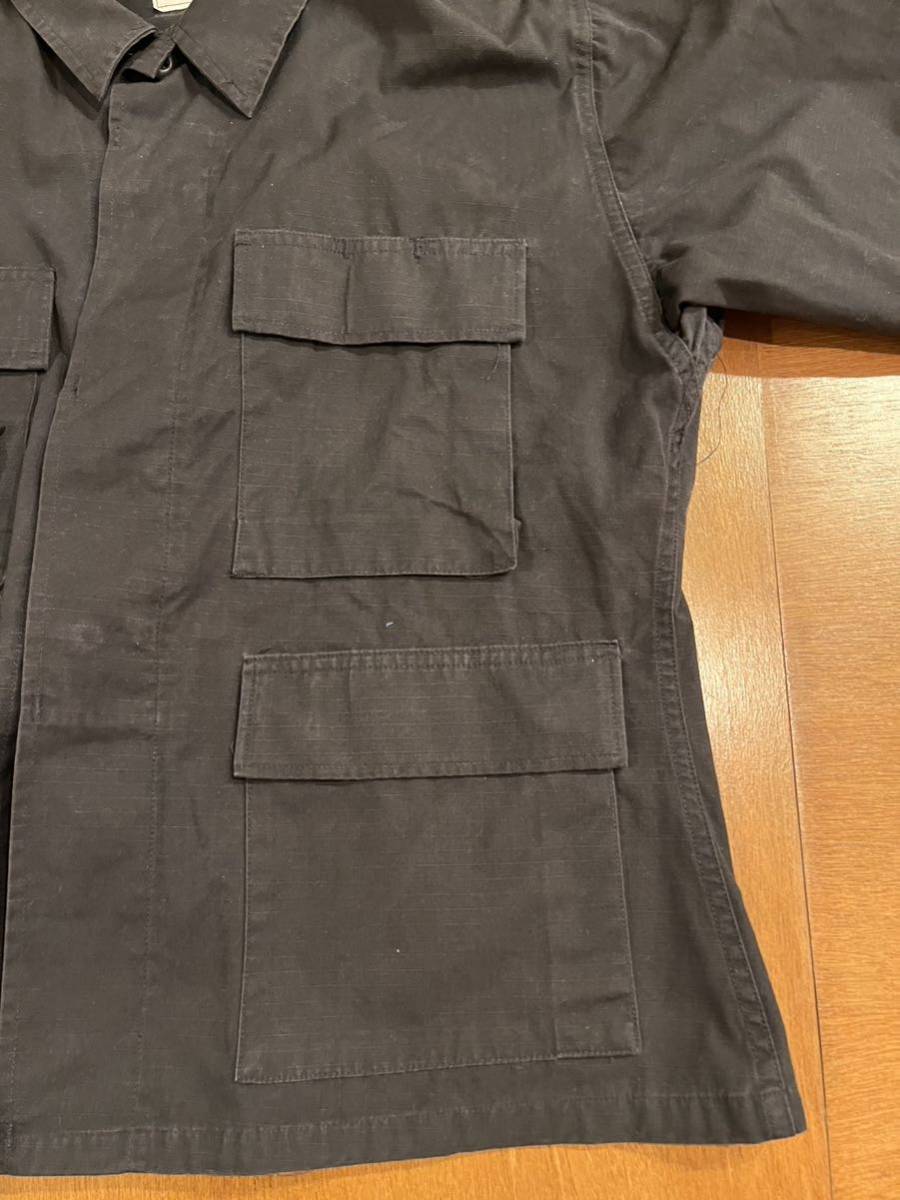 レアサイズxx-SHORT90sARMY BDU ジャケット リップストップ 米軍実物 357ブラック/ミリタリーUSA usn後付け_画像5