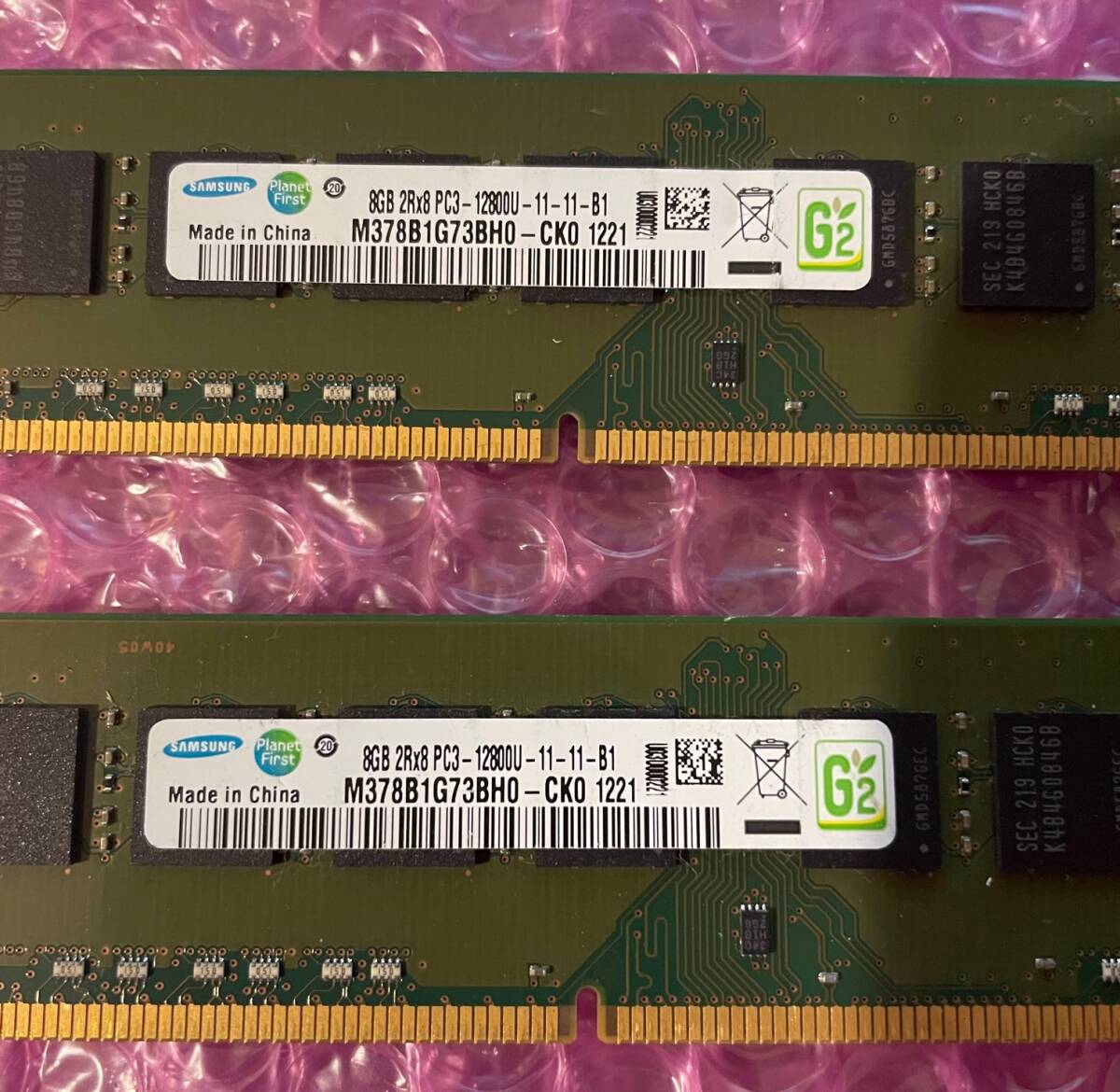 W038☆ SAMSUNG DDR3 PC3-12800U-11-11-B1 8GB ×2 計16GB デスクトップ用メモリ Memory メモリー 動作確認済み _画像2