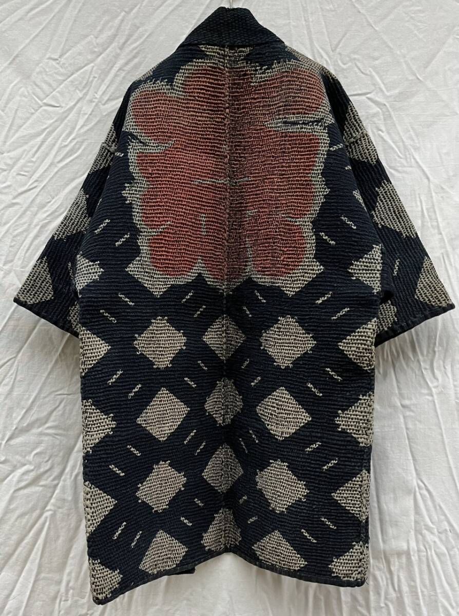 超絶 絶品 色味 抜群 逸品 刺し子 SASHIKO 火消し 印半纏 奈 総柄 藍染 当て布 INDIGO BLUE ジャパンヴィンテージ JAPAN VINTAGE 明治 大正_画像4