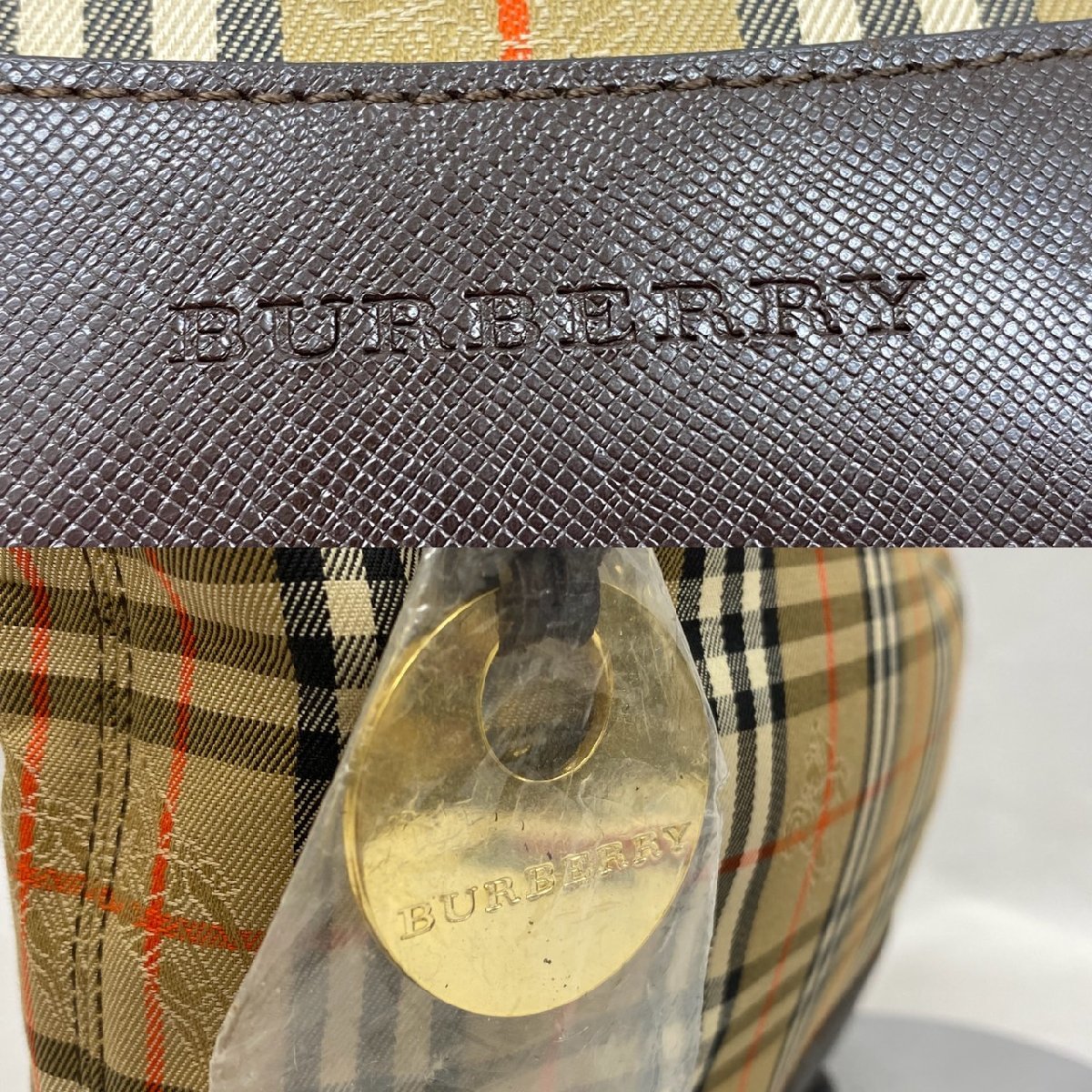 ◇◇BURBERRY バーバリー キャンバス レザー シャドーホース チャーム付 ハンドバッグ ノバチェック ミニ バッグ トートバッグ◇◇_画像10