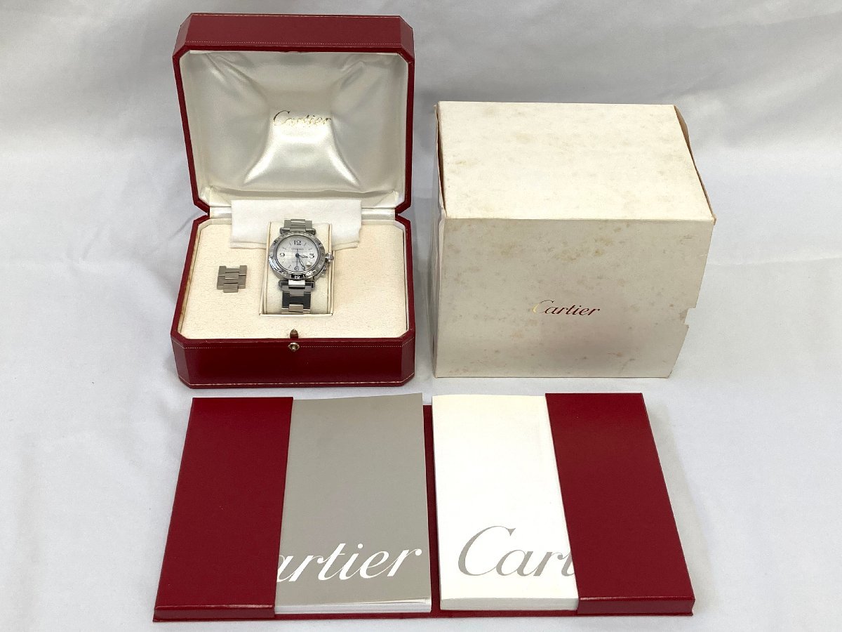 ★美品～Cartier カルティエ 腕時計 パシャC メリディアン 2377 自動巻き 純正ベルト 文字盤シルバー系 稼働品 箱付き★_画像1