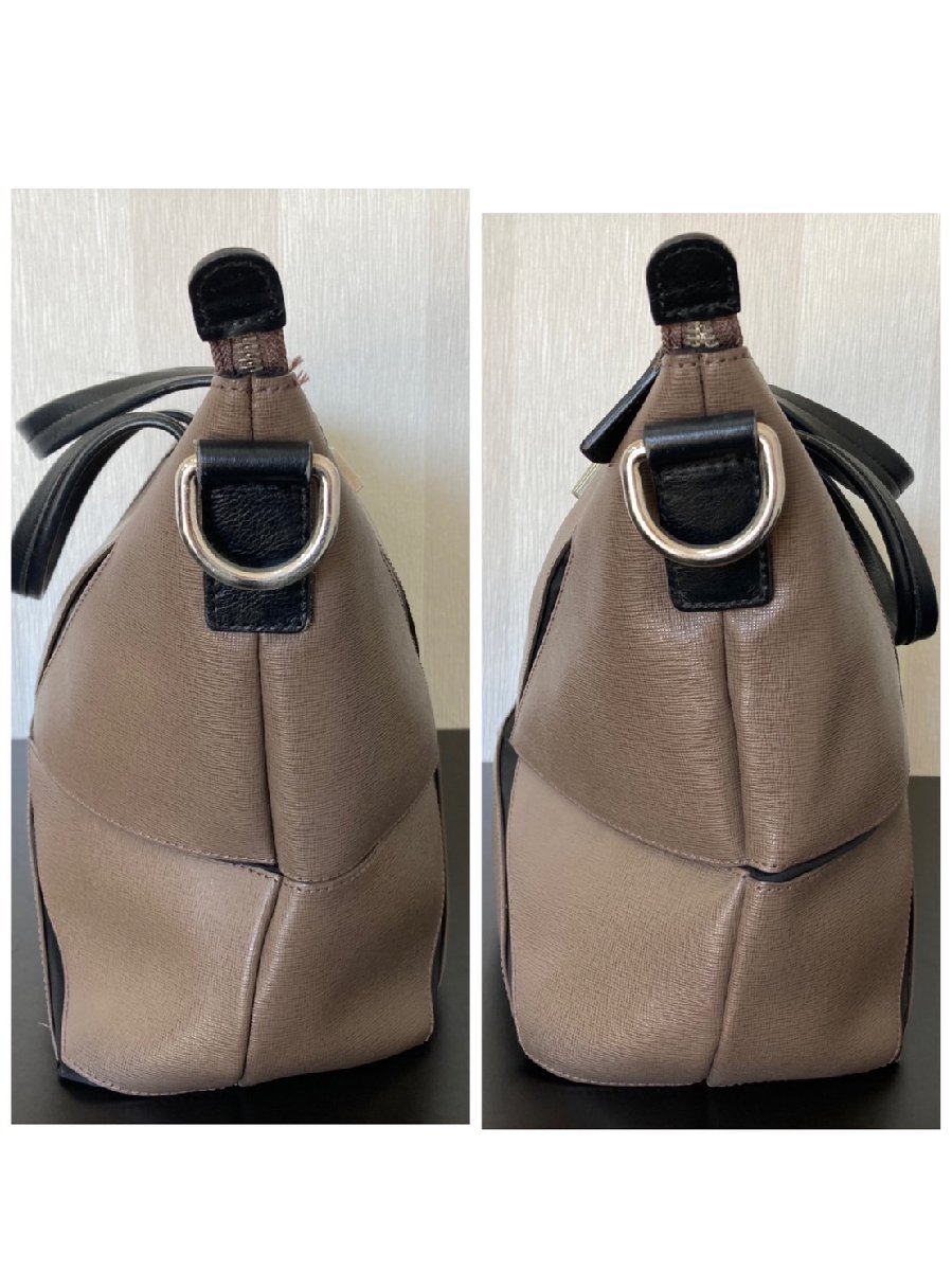 ● FURLA フルラ トートバッグ ビジネス ベージュ系 2way シルバー金具 A4収納 メンズ レディース ショルダー 通勤 仕事●_画像3