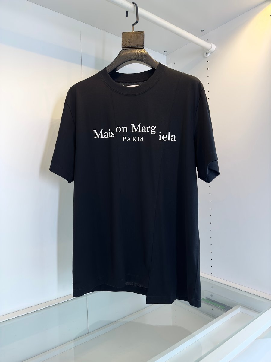 送料無料 MM6 メンズ　レディース　Tシャツ　半袖　文字ロゴ　丸首　ペアルック　1641-XXL