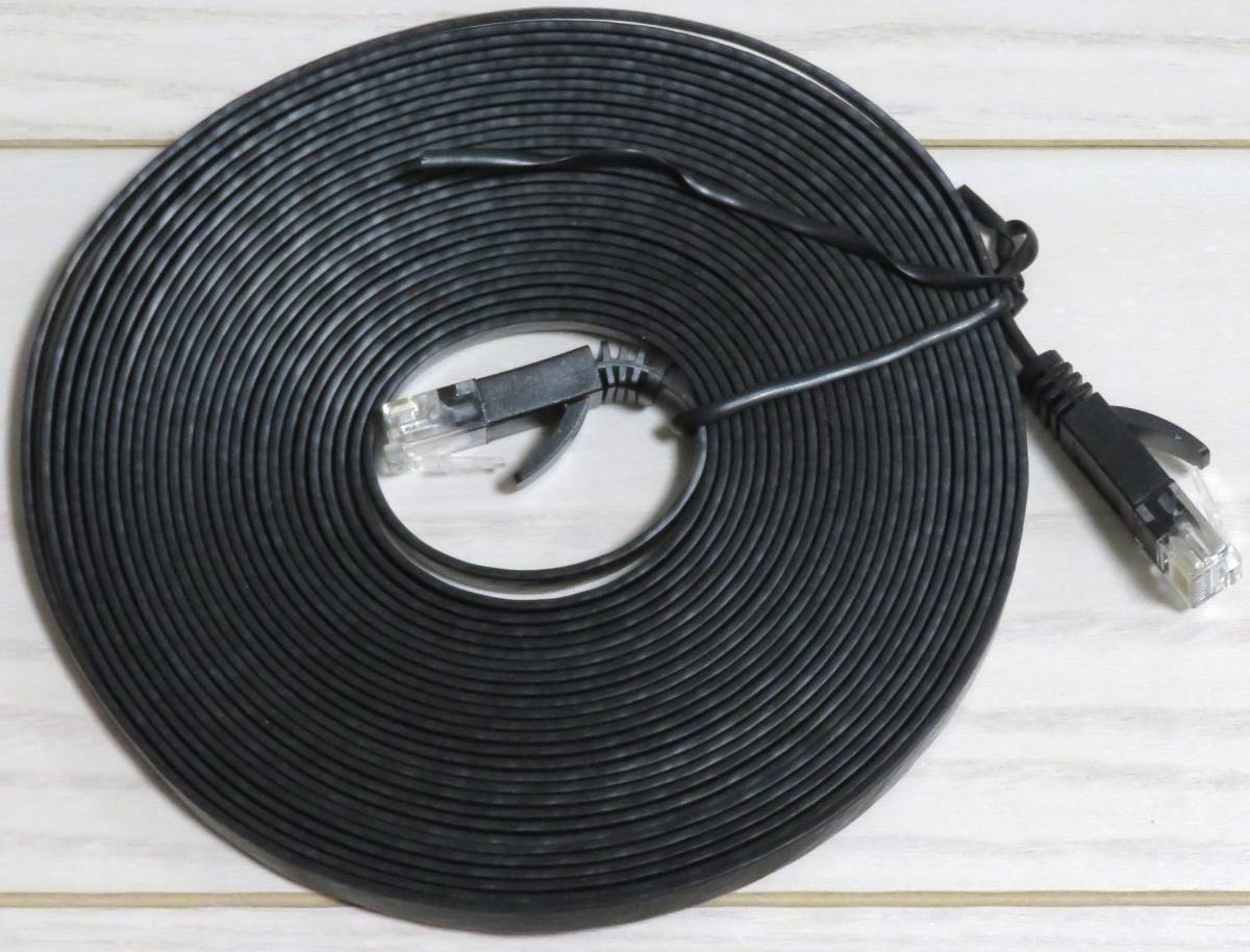 LANフラットケーブル 約7m ブラック 黒 CAT6 FLAT CABLE RoHS Ethernet イーサネット 美品 同梱不可_画像1