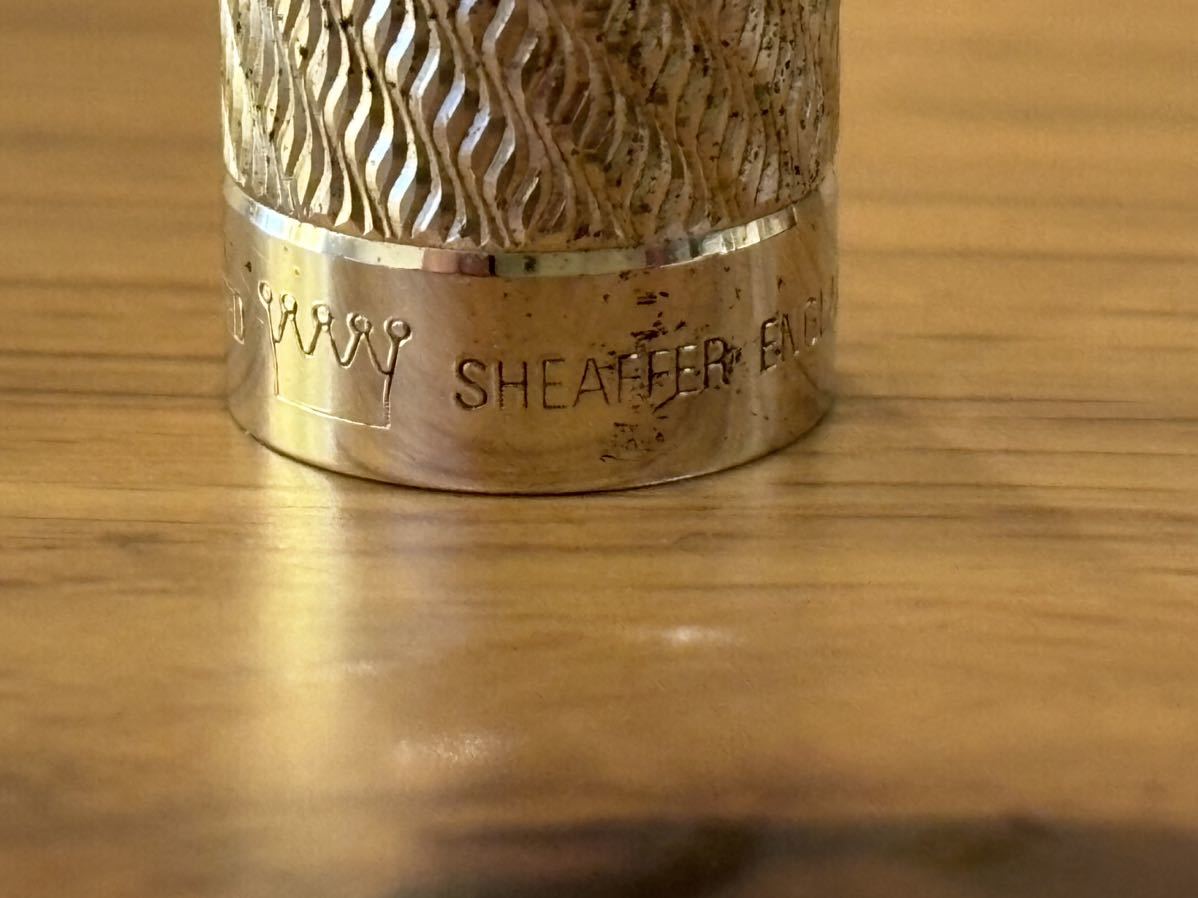 SHEAFFERシェーファー 万年筆 ペン先 14K 585 SILVER PLATED イギリス シルバー×ゴールド 前所有者名前入り_画像9